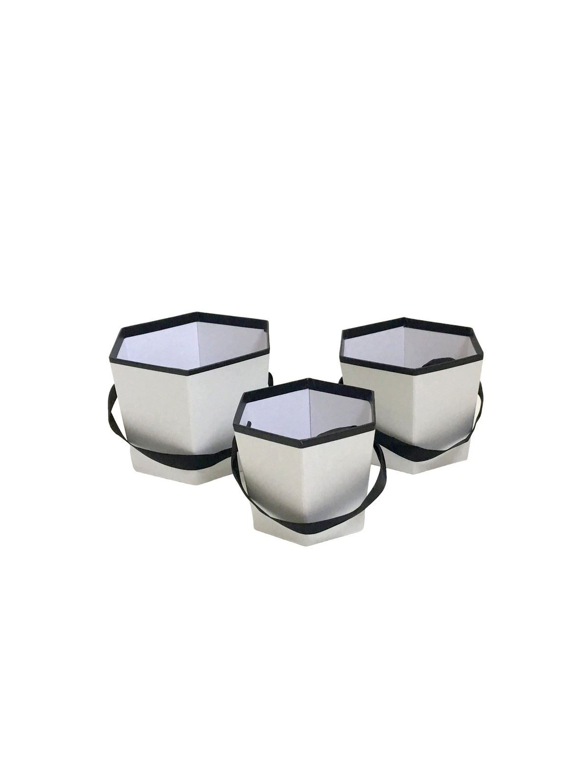 FLOWERBOX – OSŁONKA KOMPLET 3SZT. WHITE BLACK EDGE