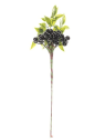 Gałązka z owocami i zielonymi listkami 30 cm black
