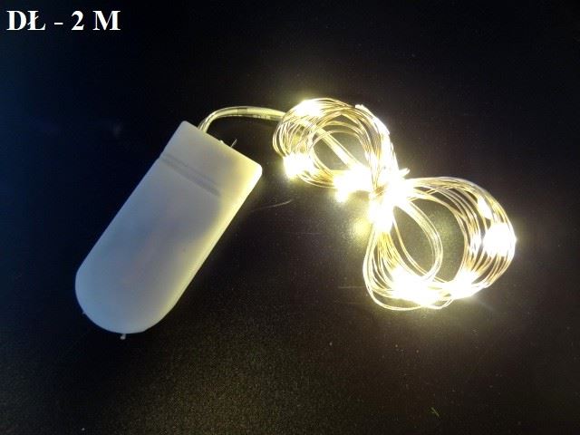 LAMPKI DRUCIK Z BATERIĄ 20LED/2M ŚWIATŁO CIEPŁE
