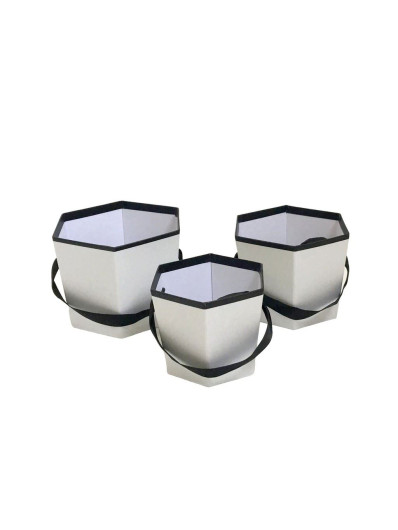 FLOWERBOX – OSŁONKA KOMPLET 3SZT. WHITE BLACK EDGE