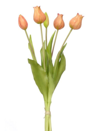 TULIPANY W PĘCZKU GUMOWE 40CM SALMON