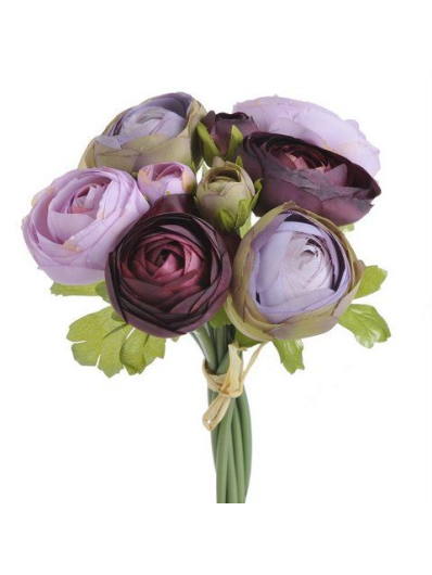 RANUNNCULUS BUKIET X9 24CM LT VIOLET DK VIOLET