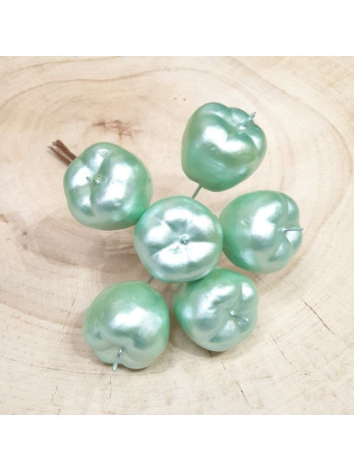 Jabuszka na druciku x6 2,5cm cv13148 pearl mint