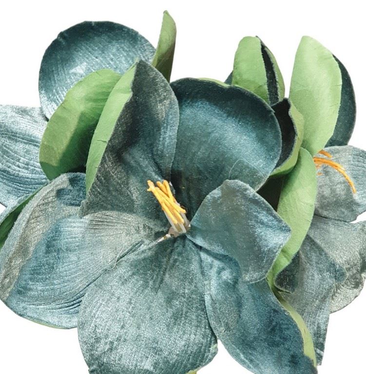 AMARYLIS VELVET 76CM 3 KWIATY + PĄK MINT GREEN