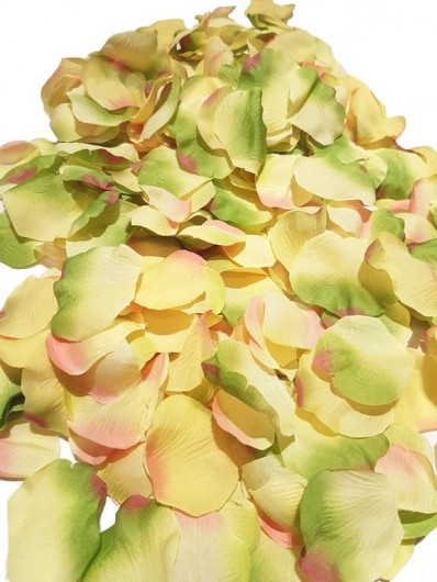 PŁATKI RÓŻ 300 PŁATKÓW W OP YELLOW GREEN PINK