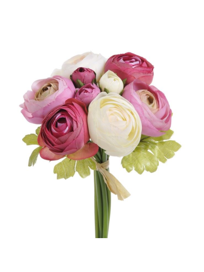 RANUNNCULUS BUKIET X9 24CM BEAUTY CREAM PINK