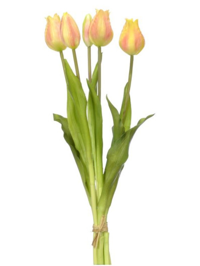 TULIPANY W PĘCZKU GUMOWE 40CM LT PINK PEACH