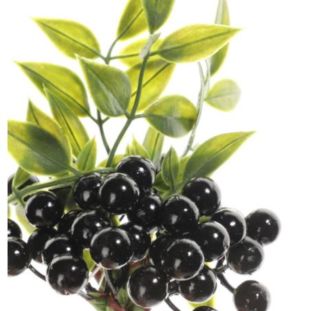 Gałązka z owocami i zielonymi listkami 30 cm black
