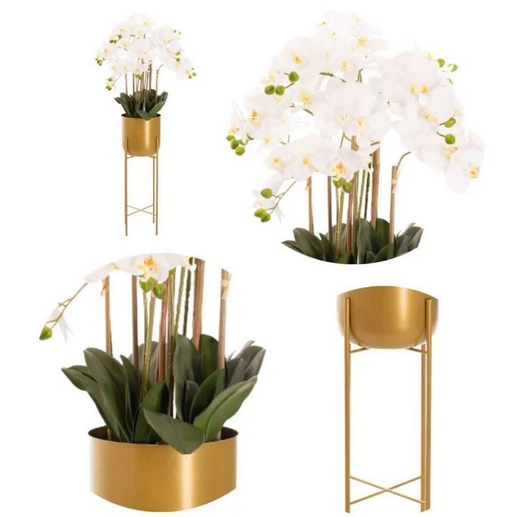 STORCZYK W NACZYNIU Z PODSTAWKĄ 109CM WHITE YELLOW