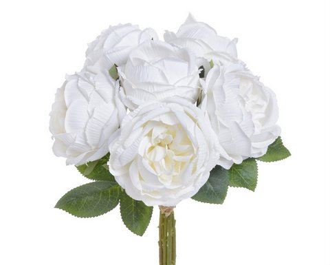 Bukiet róż x6 28cm white cream