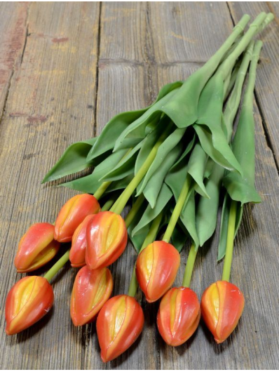 TULIPAN POJEDYNCZY GUMOWANY 42CM ORANGE YELLOW