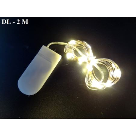 LAMPKI DRUCIK Z BATERIĄ 20LED/2M ŚWIATŁO CIEPŁE