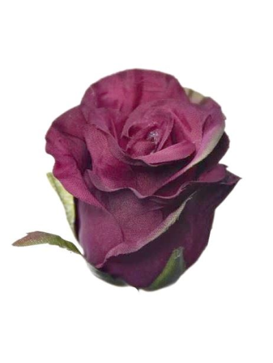RÓŻA W PĄKU GŁÓWKA 6CM SUN412 BURGUNDY GREEN