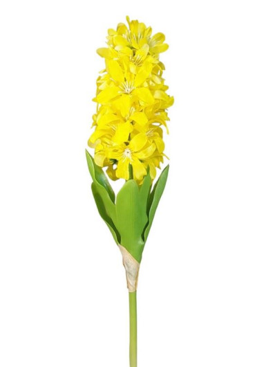 HIACYNT NA ŁODYDZE Z LIŚCIEM 46CM PURE YELLOW