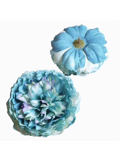 PEONIA VINTAGE GŁOWA 10CM OLD TURKUS BLUE