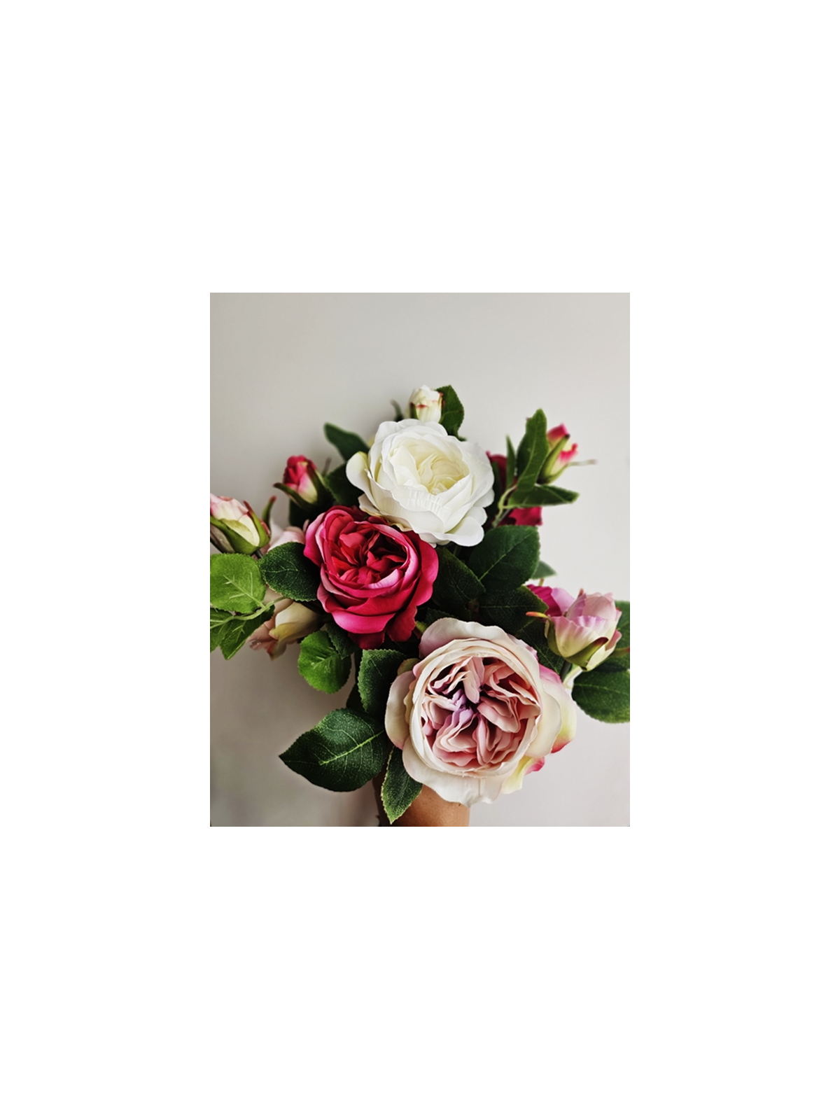 RÓŻA ANGIELSKA GAŁĄZKA 52CM CRM PINK