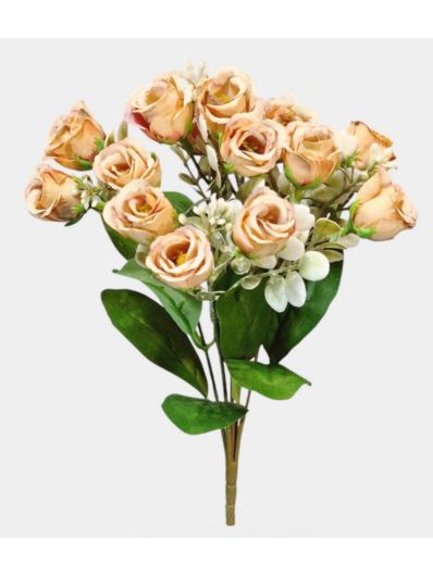 RÓŻA MINI W BUKIECIE 30CM  CV32187 OLD PEACH BROWN