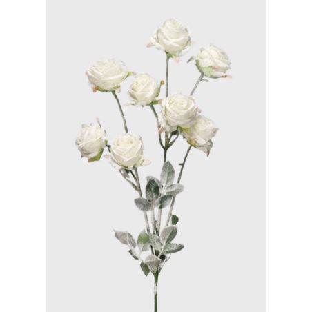 RÓŻA DROBNA GAŁĄZKA OŚNIEŻONA 72CM WHITE SNOW