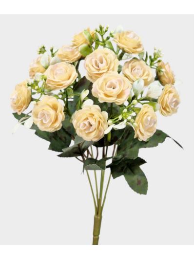 RÓŻA MINI DROBNY BUKIET 32CM CV33080 OLD YELLOW