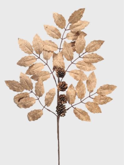 LIŚĆ KOREK Z SZYSZKAMI GAŁĄZKA 57CM NATURA BROWN