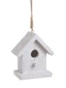 BUDKA OŚNIEŻONA DREWNIANA 11CM ZAWIESZKA WHITE