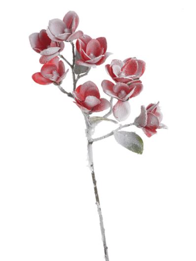 RÓŻA DROBNA GAŁĄZKA OŚNIEŻONA 60CM RED SNOW
