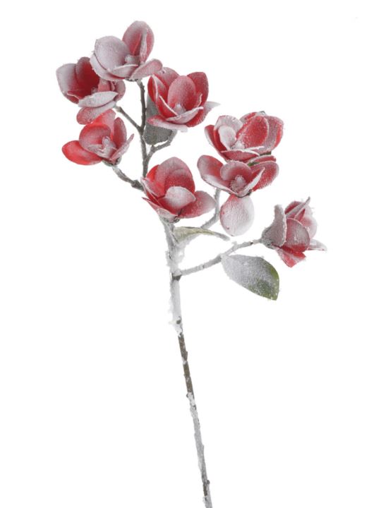 RÓŻA DROBNA GAŁĄZKA OŚNIEŻONA 60CM RED SNOW