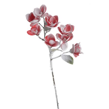 RÓŻA DROBNA GAŁĄZKA OŚNIEŻONA 60CM RED SNOW