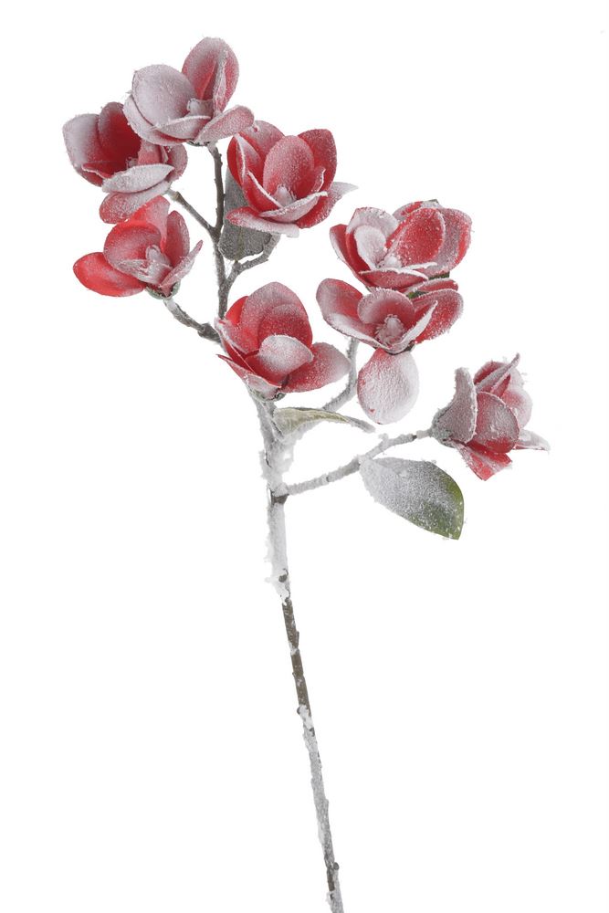 RÓŻA DROBNA GAŁĄZKA OŚNIEŻONA 60CM RED SNOW