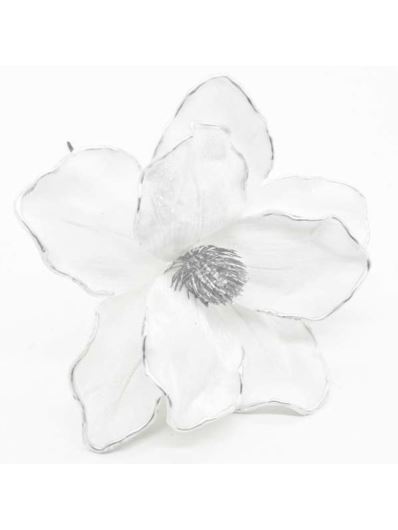 MAGNOLIA PICK VELVET 20CM WHITE SILVER EDGE