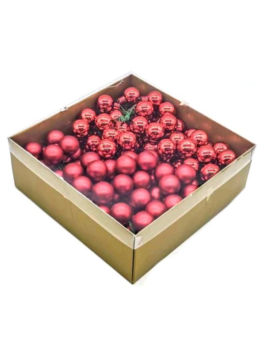 BOMBKI SZKŁO Z DRUCIKIEM 144SZT SHINE-MAT RED