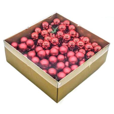 BOMBKI SZKŁO Z DRUCIKIEM 144SZT SHINE-MAT RED