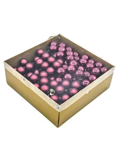 BOMBKI SZKŁO Z DRUCIKIEM 144SZT SHINE-MAT BURGUNDY
