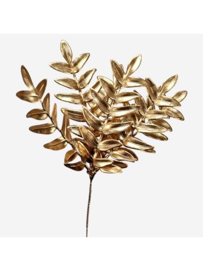 PAPROTKA PĘCZEK 29CM METALIZOWANE LISTKI GOLD