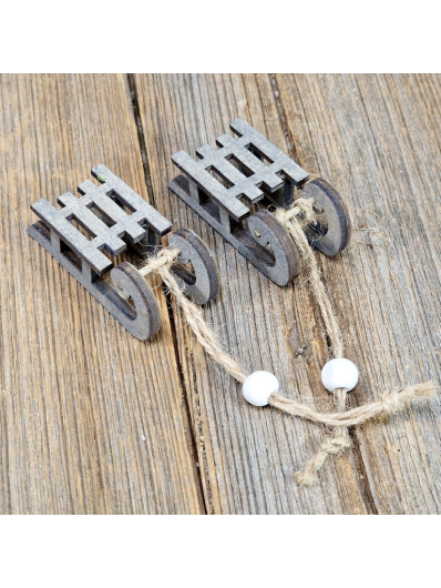 SANKI DREWNIANE 6CM ZAWIESZKA ZESTAW 2SZT GRAY