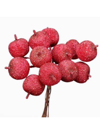 JABŁUSZKA RAJSKIE NA DRUCIKU WIĄZKA 12SZT RED GLIT