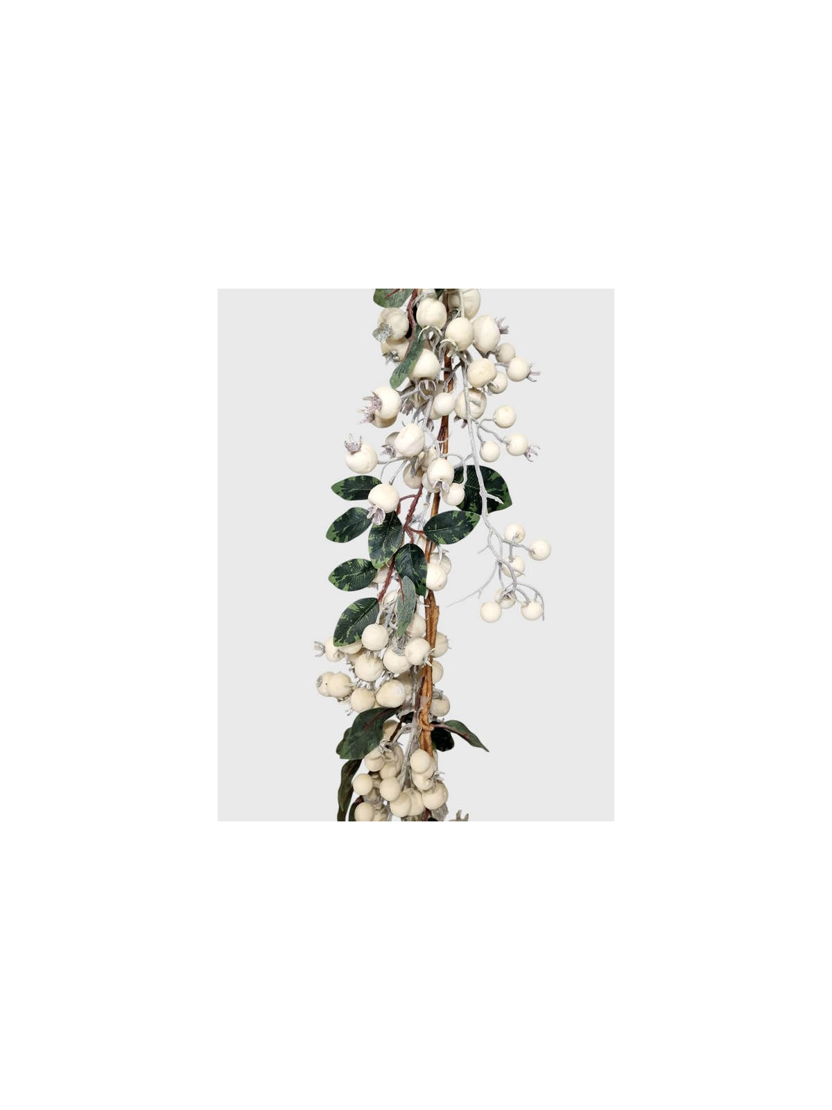 Girlanda zimowy głóg z listkami 170cm white cream
