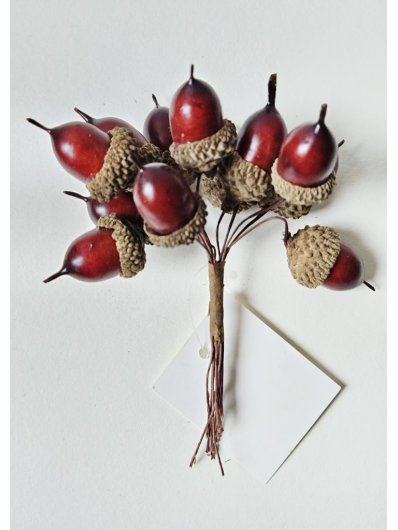 ŻOŁĘDZIE NA DRUCIKU PĘCZEK 12SZT. NATURAL BROWN