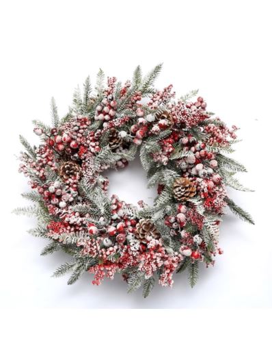 WIANEK Z OSNIEŻONYMI OWOCAMI 55CM WHITE RED