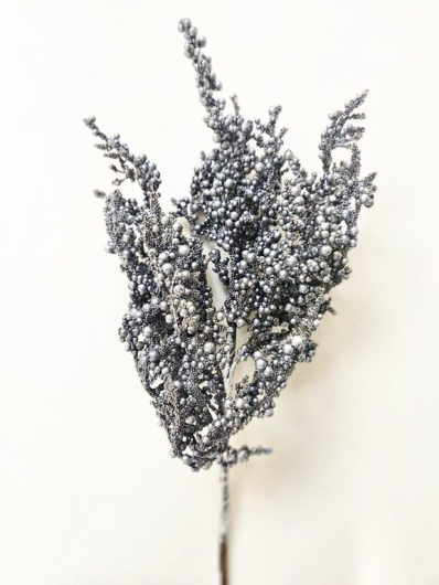 GAŁĄZKA Z DROBNYMI KULECZKAMI 50CM METALIC GRAY