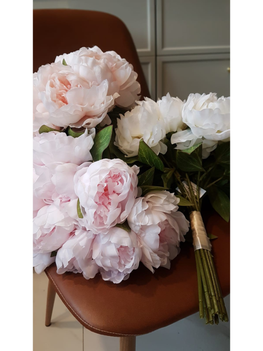 PEONIA BUKIET 38CM 12 KWIATÓW  SUN533 ICE CREAM