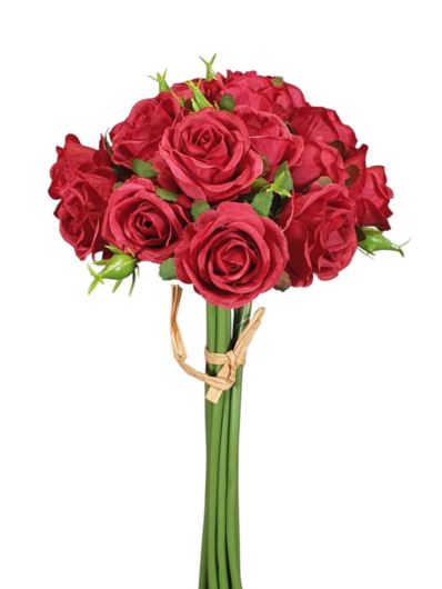 RÓŻA DROBNA W PĘCZKU 18 KWIAT GL008 30CM RED