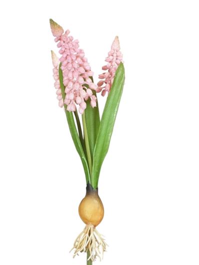 SZAFIREK Z CEBULKĄ  X3 BUKIET GUMA 20CM PINK