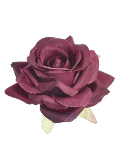 RÓŻA MINI GŁÓWKA 5CM ART117 BURGUNDY EDGE BLACK