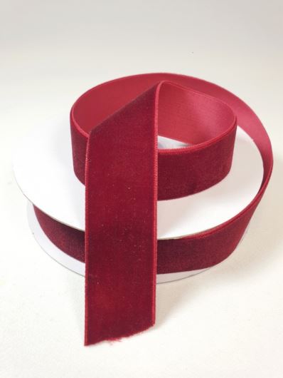 WSTĄŻKA VELVET SZER. 25MM DŁ.9M BURGUNDY