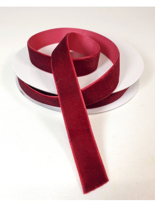 WSTĄŻKA VELVET SZER. 15MM DŁ.9M BURGUNDY