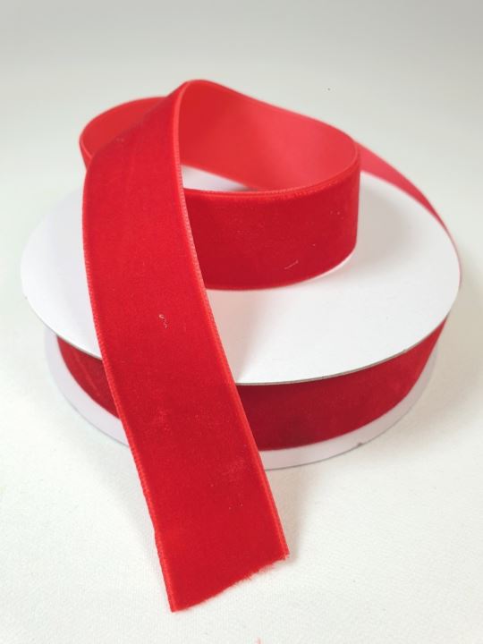 WSTĄŻKA VELVET SZER. 25MM DŁ.9M RED