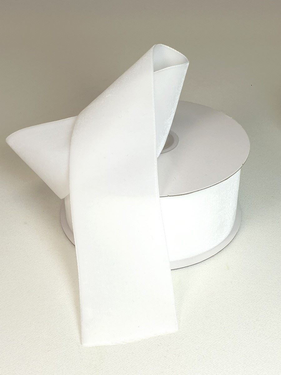 WSTĄŻKA VELVET SZER. 50MM DŁ.9M WHITE