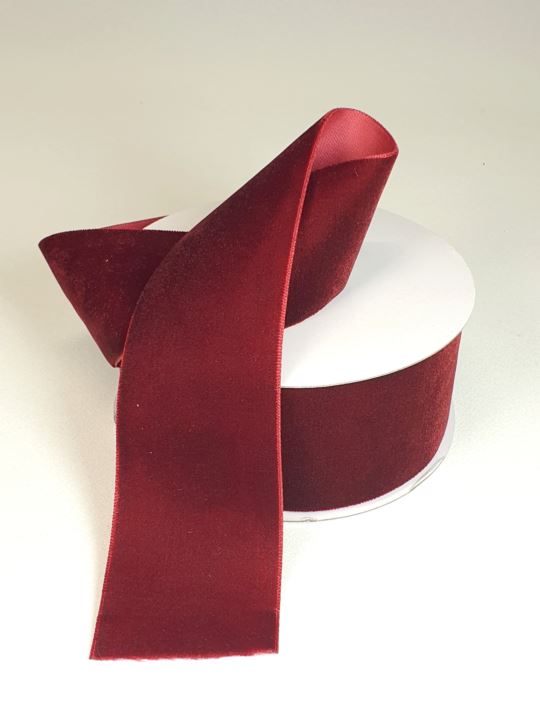 WSTĄŻKA VELVET SZER. 50MM DŁ.9M BURGUNDY