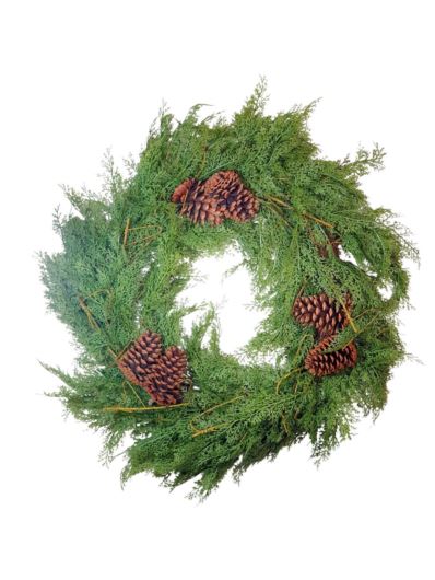 WIANEK DUŻY TUJA Z SZYSZKAMI 70CM GREEN